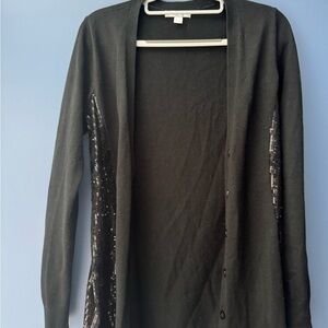 New York & Company Black Sequin Cardigan